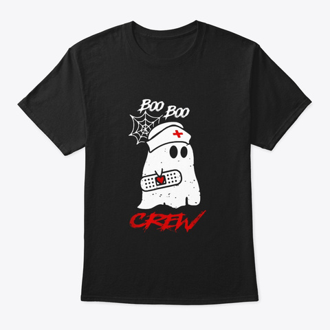 Boo Boo Crew Nurse Ghost Halloween Black T-Shirt Front