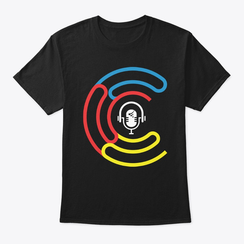 Rainbow Letter C Radio Media T Shirt Black T-Shirt Front