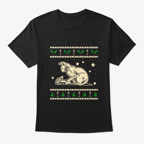 Christmas Don Sphynx Gift Black T-Shirt Front