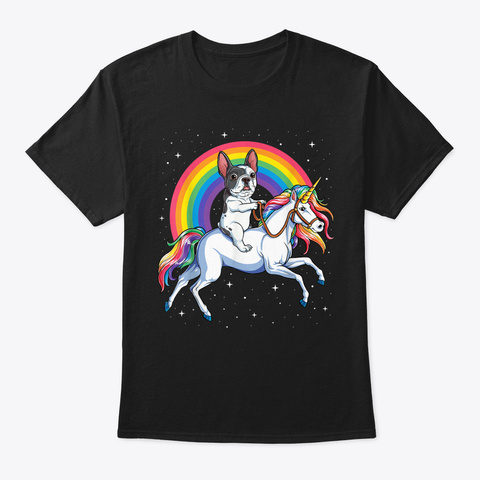 French Bulldog Unicorn  Men Kids Space G Black T-Shirt Front