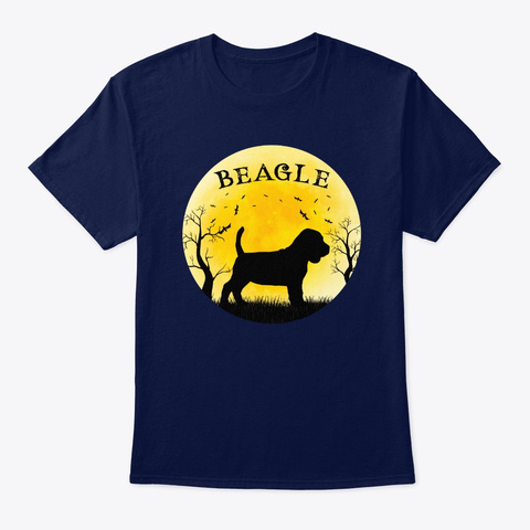 Beagle Halloween Design Vintage Full Navy T-Shirt Front