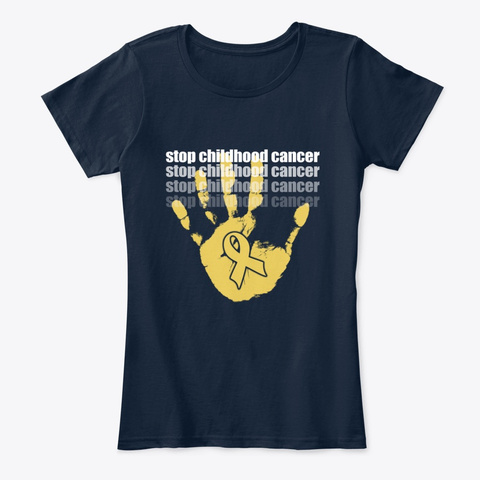 Childhood Cancer Awareness Hand New Navy T-Shirt Front