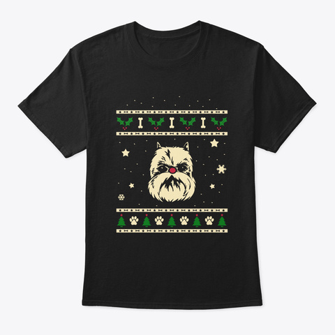 Christmas Griffon Bruxellois Gift Black T-Shirt Front