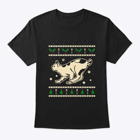 Christmas Japanese Bobtail Gift Black Camiseta Front