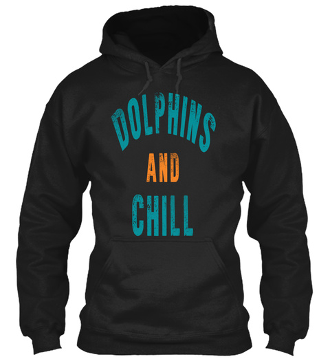 Dolphins And Chill Black T-Shirt Front