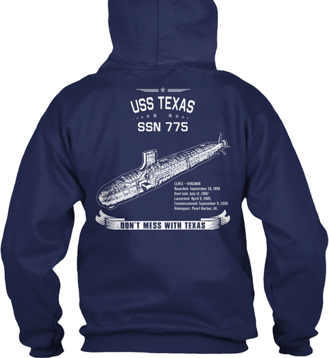 Uss Texas Ssn 776 Don't Miss With Tezas Navy T-Shirt Back