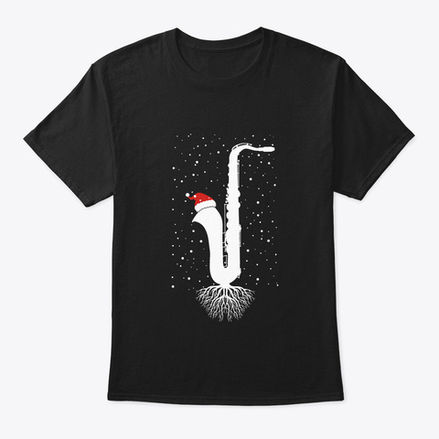 Saxophone Christmas Tree T Shirt With Black T-Shirt Front
