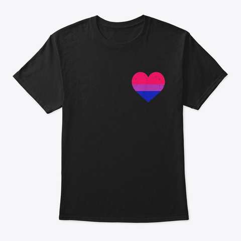 Pocket Heart Funny Lgbt Bisexual Color Black T-Shirt Front