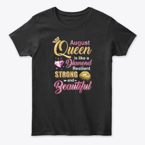 August Girls Queen Is Diamond Strong Black Camiseta Front