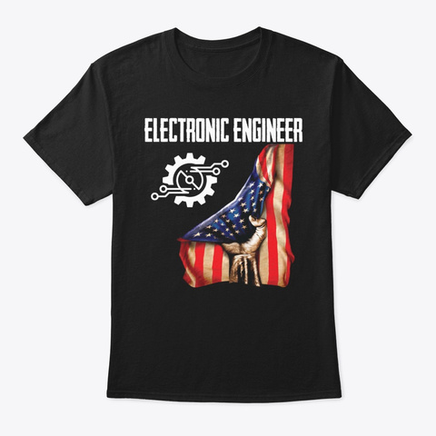 Electronic Engineer Mix American Flag Black T-Shirt Front