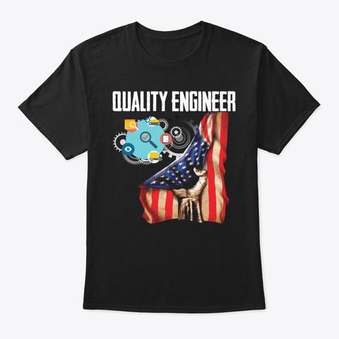 Quality Engineer Mix American Flag Black T-Shirt Front