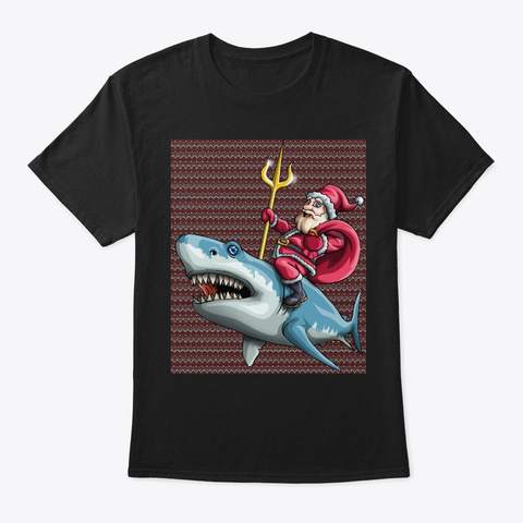 Santa Sea Sleigher Funny Santa Shark Ugl Black Camiseta Front