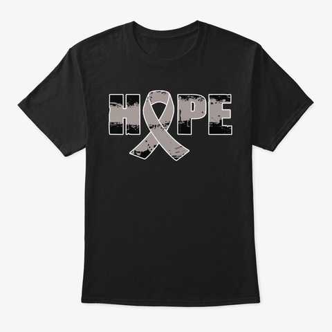 Brain Cancer Awareness Hope Believe Love Black T-Shirt Front