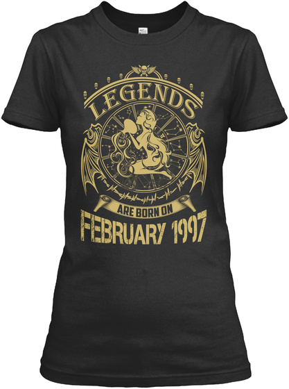 Legends Are Born On February 1997 Black T-Shirt Front