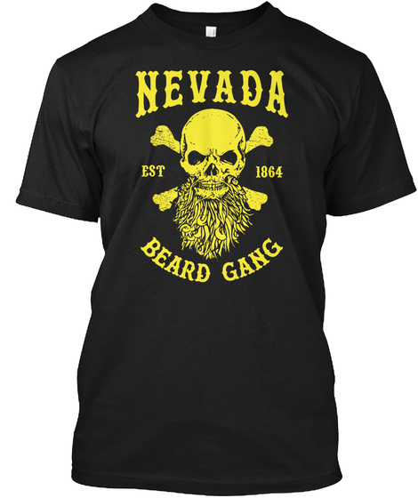 Nevada Est 1864 Beard Gang Black T-Shirt Front
