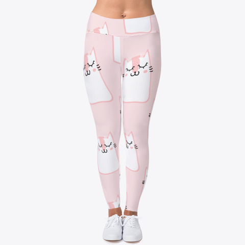 Pink Cat Pattern Leggings Standard Kaos Front