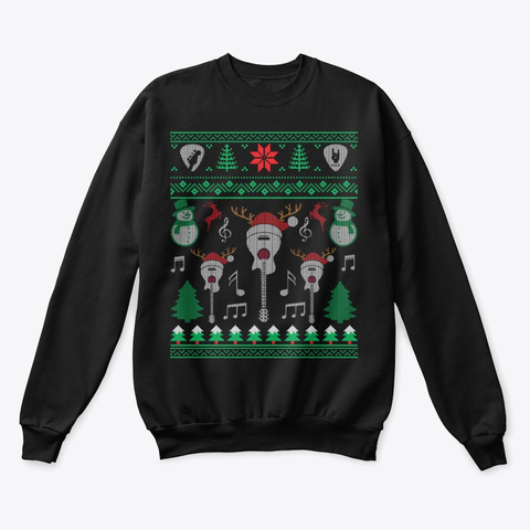 Christmas Electric Guitar Ugly Christmas Black T-Shirt Front