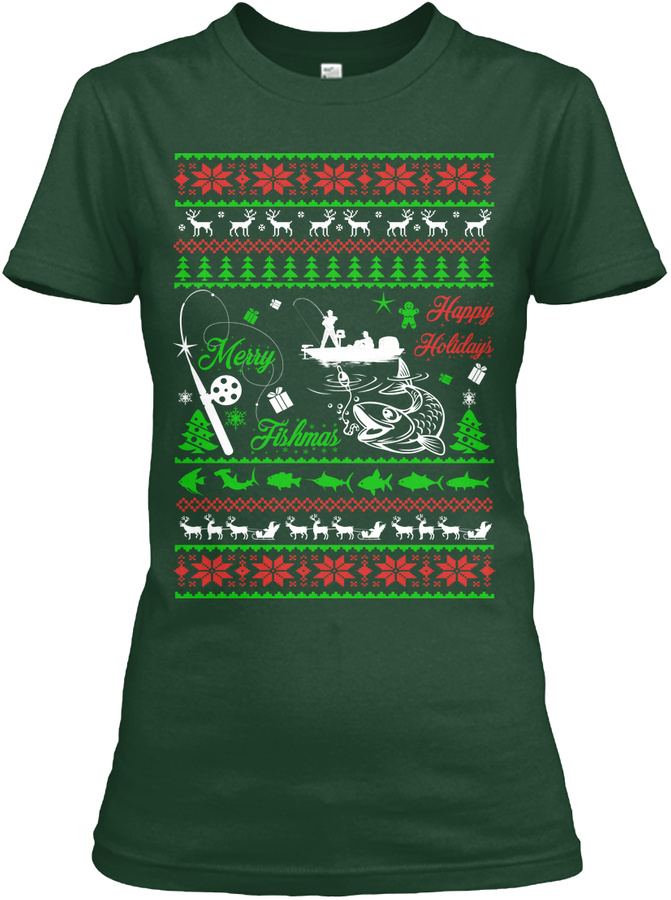 Ugly Christmas Sweater - Fishing Unisex Tshirt