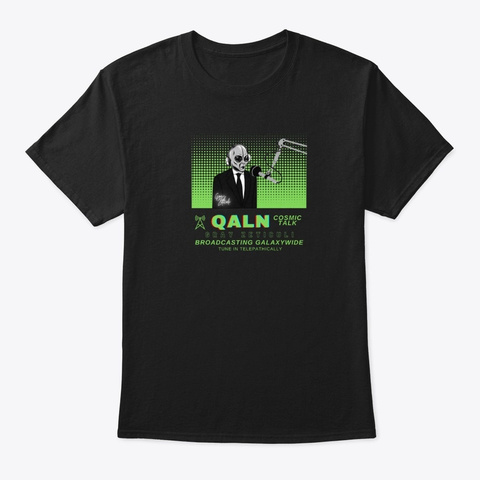Qaln Cosmic Talk Radio Black T-Shirt Front
