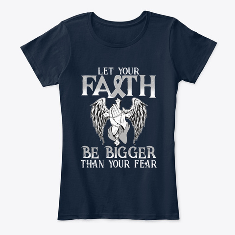 Brain Cancer Faith Fear New Navy T-Shirt Front