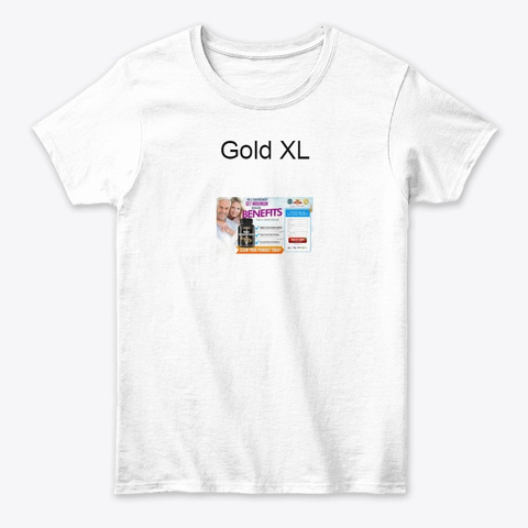 Gold Xl White T-Shirt Front