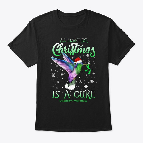 Christmas Cure Disability Awareness Hope Black T-Shirt Front