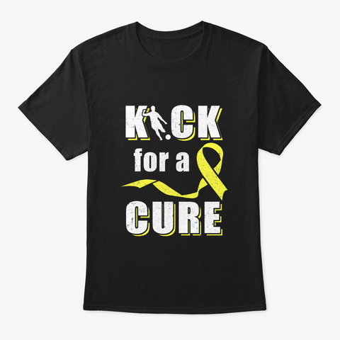 Kick For A Cure Childhood Cancer Black T-Shirt Front