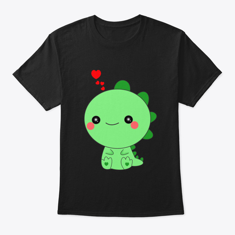 Baby Dinosaur Design Black T-Shirt Front