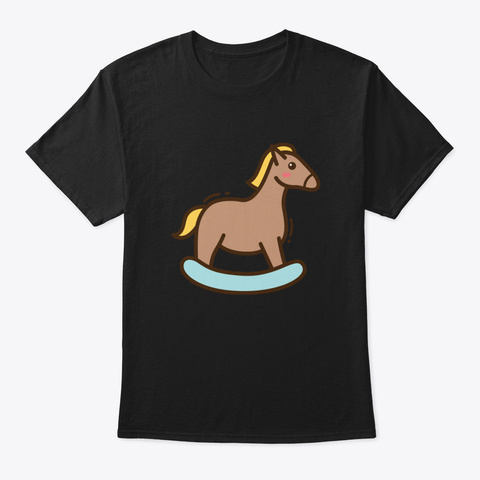 Cute Wooden Horse Black T-Shirt Front