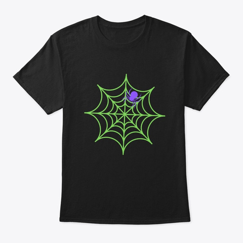 Spider Web With Spider Fun Halloween T Black T-Shirt Front