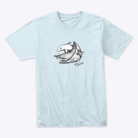 Disappointed Dolphin  Light Blue T-Shirt Front