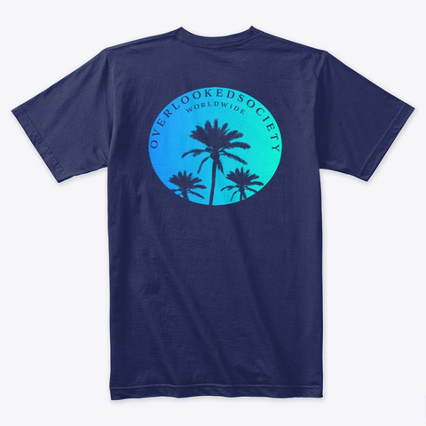 Os Blue Waters Palm Tree Collection Midnight Navy T-Shirt Back