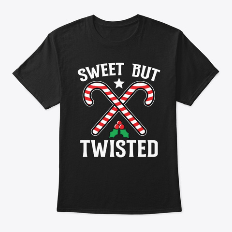Sweet But Twisted Star Candy Cane Lover Black T-Shirt Front