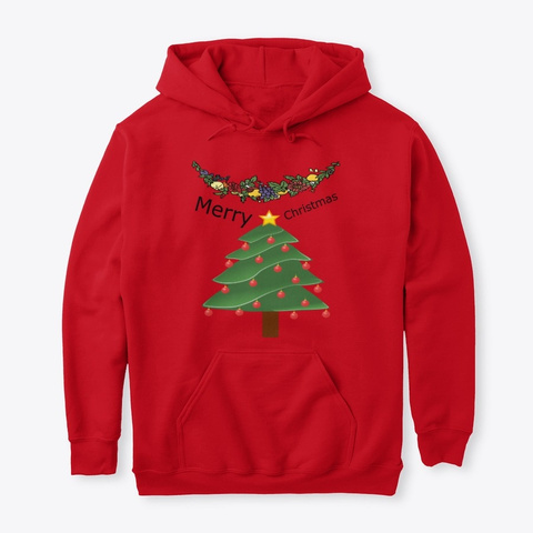Ugly Christmas Sweater Tree And Garland Red T-Shirt Front