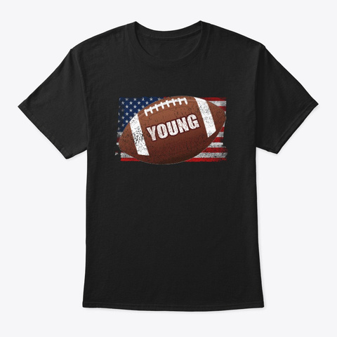American Football Theme Young Black T-Shirt Front