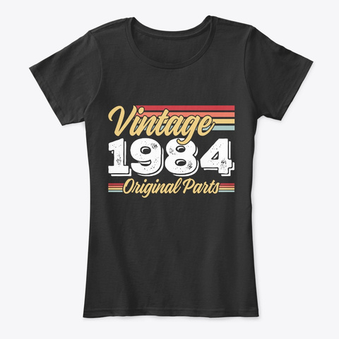 Vintage 1984   35th Birthday Black T-Shirt Front