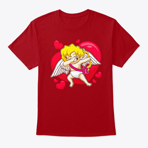 Dabbing Cupid Valentines Day Deep Red T-Shirt Front