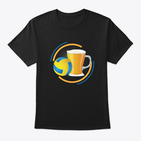 Volleyball And Beer Black T-Shirt Front