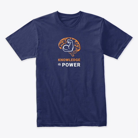 Knowledge Is Power   V2 Midnight Navy T-Shirt Front