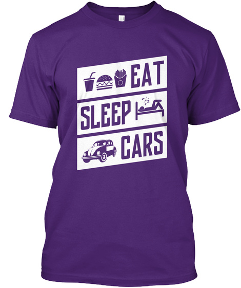 Eat Sleep Cars Purple T-Shirt Front