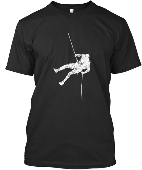 Rock Climbing Silhouette On Rock Face Wi Black T-Shirt Front