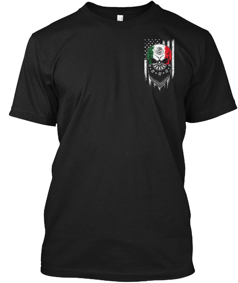 Mexican American Skull Black T-Shirt Front