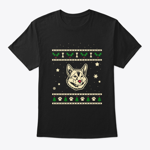 Christmas Northern Inuit Dog Gift Black T-Shirt Front