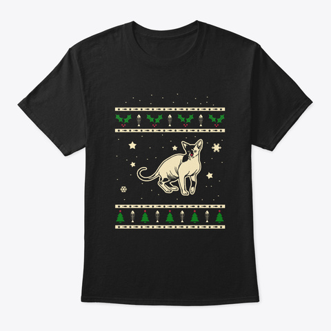Christmas Sphynx Gift Black Camiseta Front