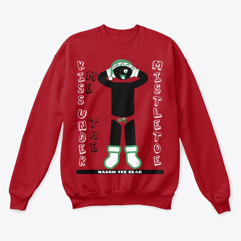 Mistletoe Kisses Male Sweat Shirt Red Deep Red  T-Shirt Front