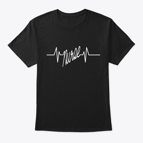 Nurse Heartbeat Shirt Doctor Pharmacist Black T-Shirt Front