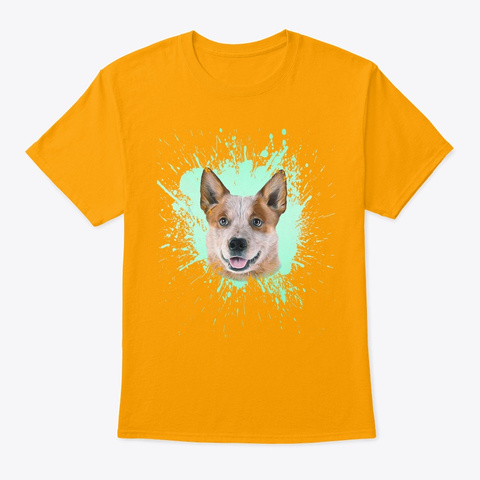 Australian Cattle Dog Splash Art T Shirt Gold T-Shirt Front