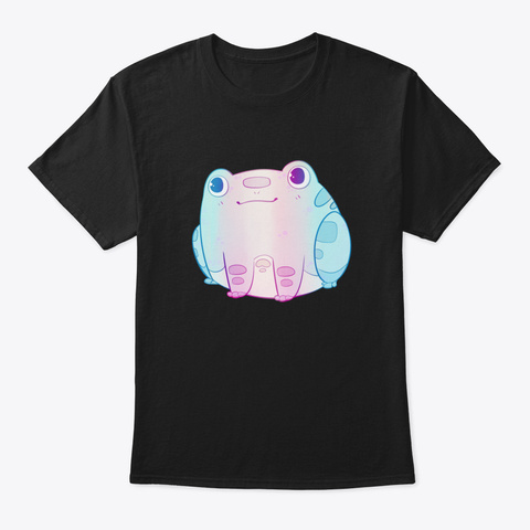 Chibi Frog Sitting   Trans Flag Black T-Shirt Front