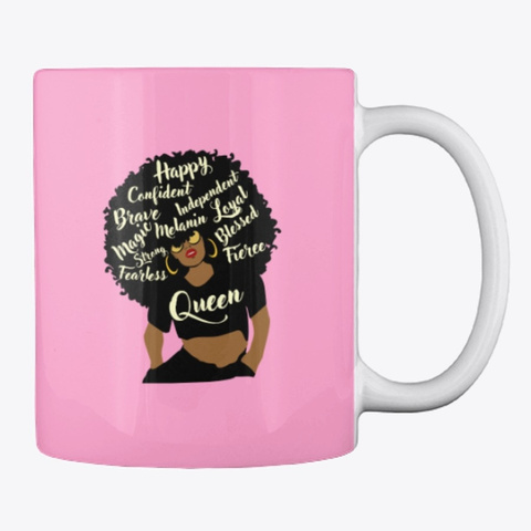 Happy Afro Queen Mug Pink Camo T-Shirt Back