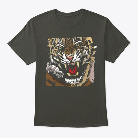 Awesome Graphic Tiger Smoke Gray T-Shirt Front